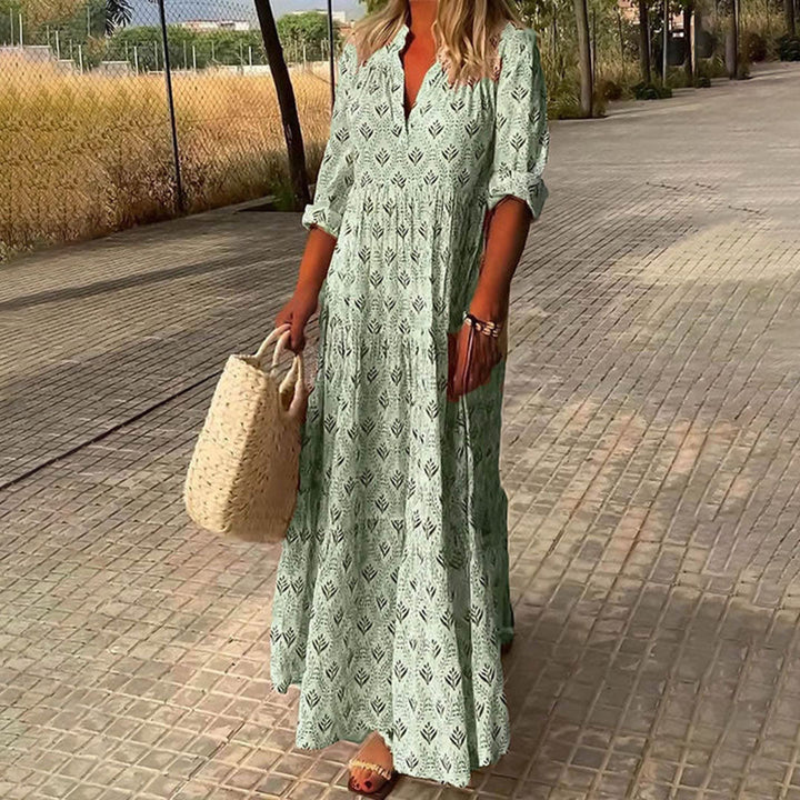 Nova Bloom Women Long Sleeve Summer Boho Print Dress
