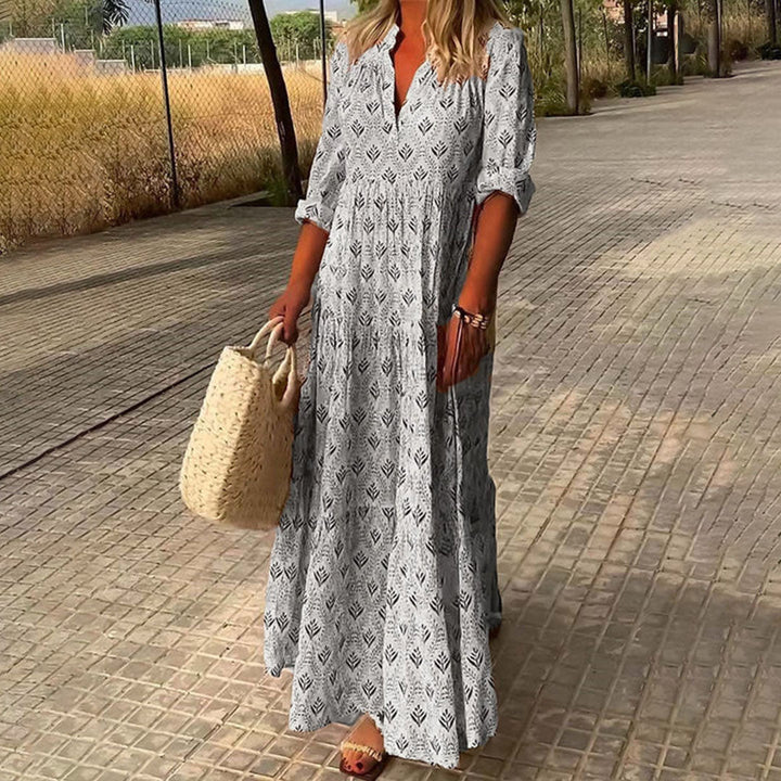 Nova Bloom Women Long Sleeve Summer Boho Print Dress