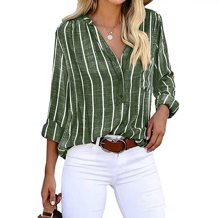 Aster Women Summer Striped Casual Blouse With Relaxed Fit