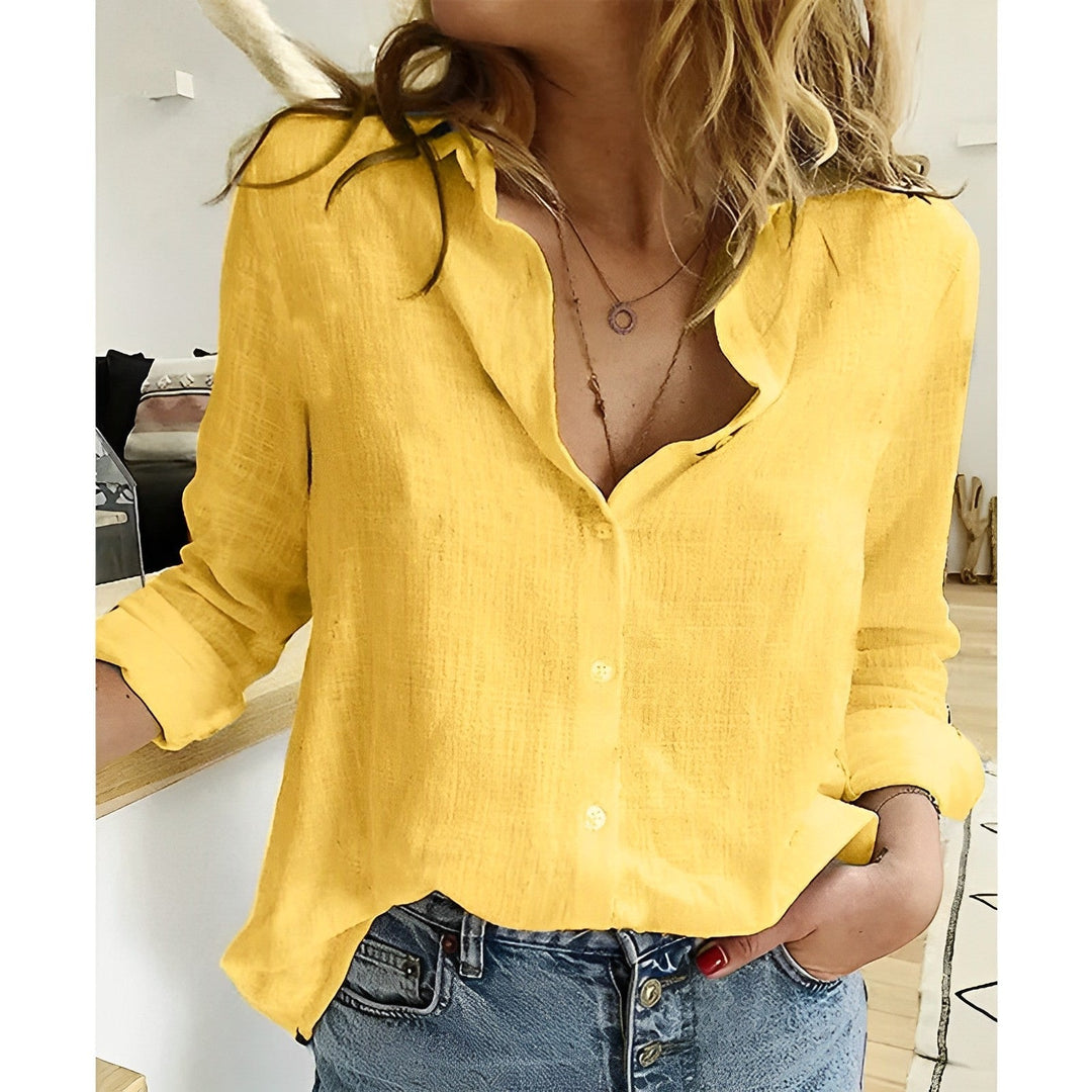 Aster Women's Relaxed Fit Button Down Blouse For Summer