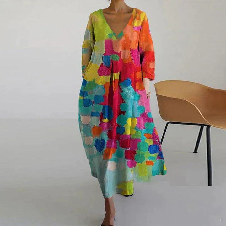 Aurelia Colorful V-Neck Summer Dress Collection Edition