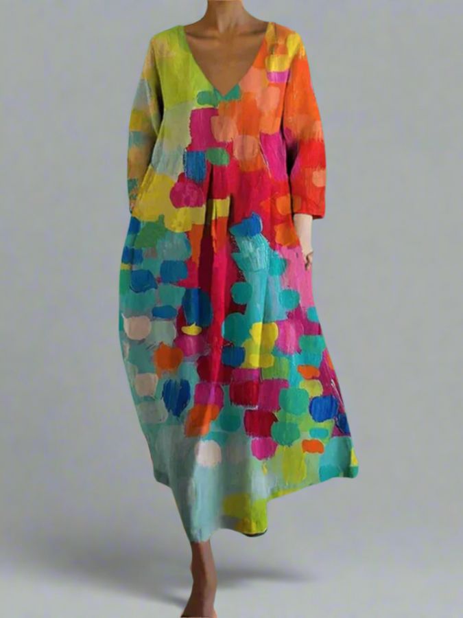 Aurelia Colorful V-Neck Summer Dress Collection Edition