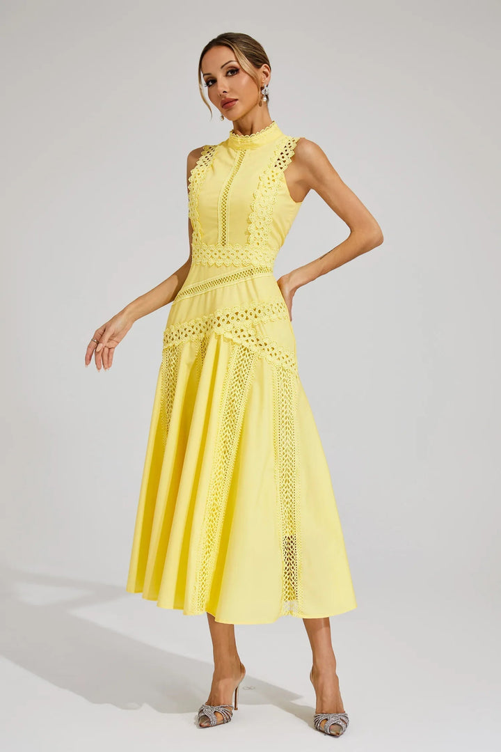 Elara Elegant Sleeveless Lace Dress For Evening Events