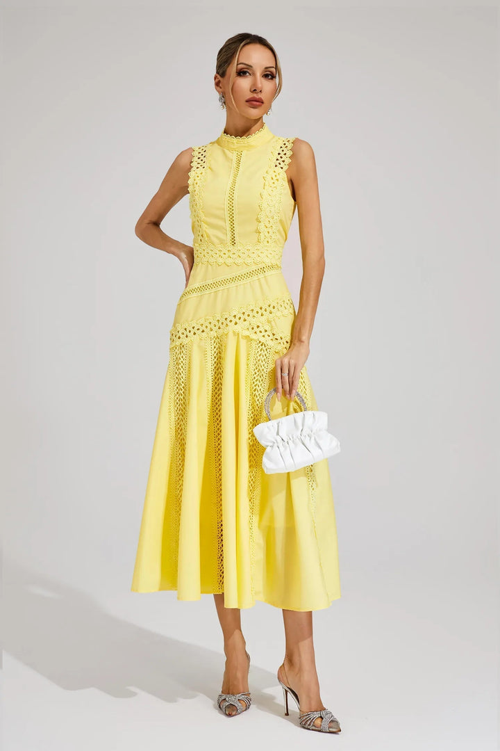 Elara Elegant Sleeveless Lace Dress For Evening Events