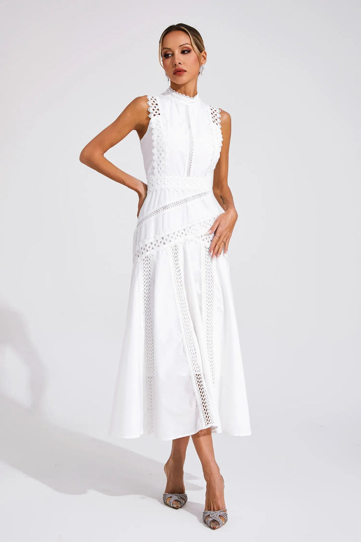 Elara Elegant Sleeveless Lace Dress For Evening Events