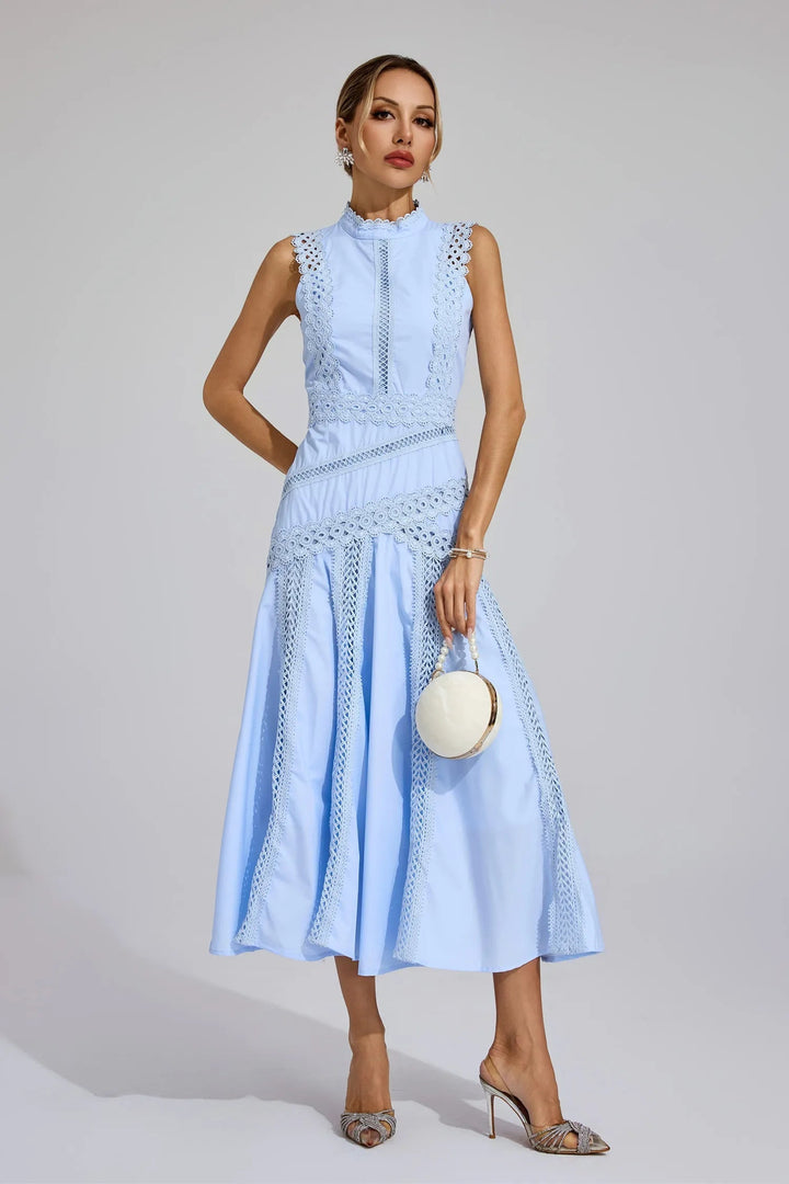 Elara Elegant Sleeveless Lace Dress For Evening Events