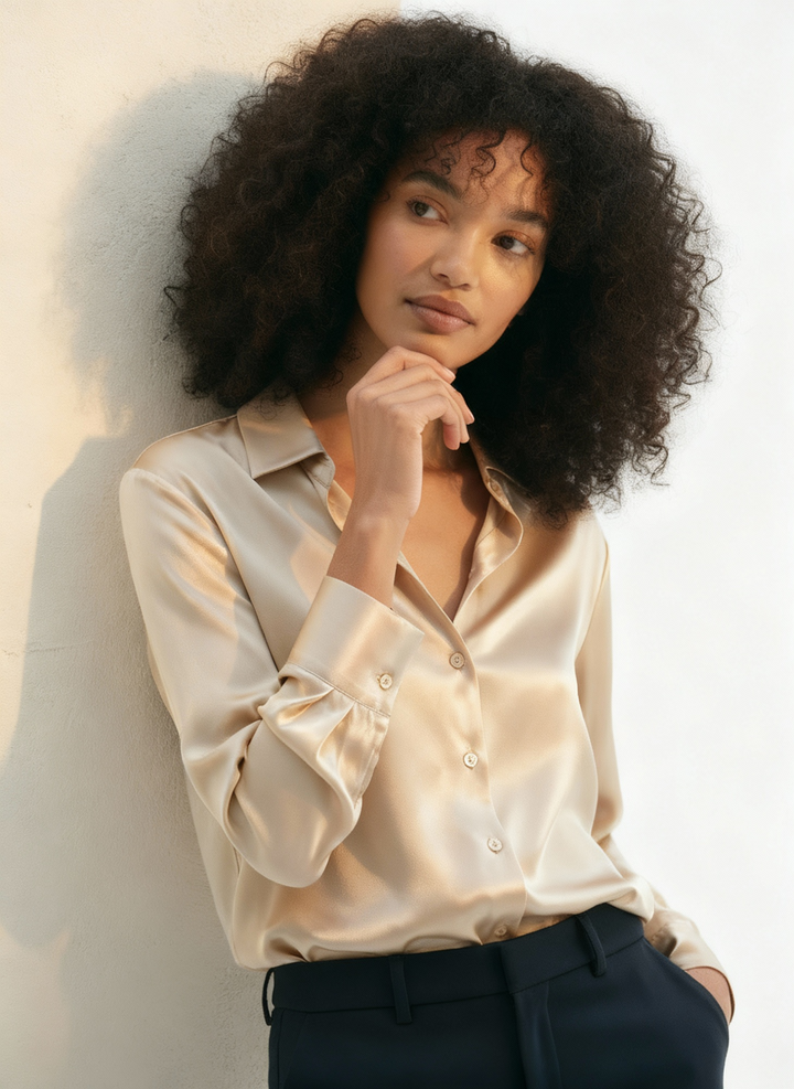 Luxurious Silk Long Sleeve Blouse For Women By Asteria