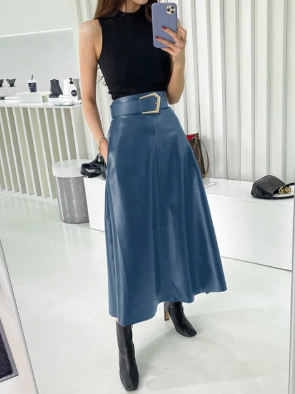Nora Long Skirt With Sleek Edge High Waist Silhouette
