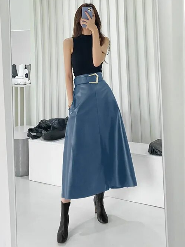 Nora Long Skirt With Sleek Edge High Waist Silhouette