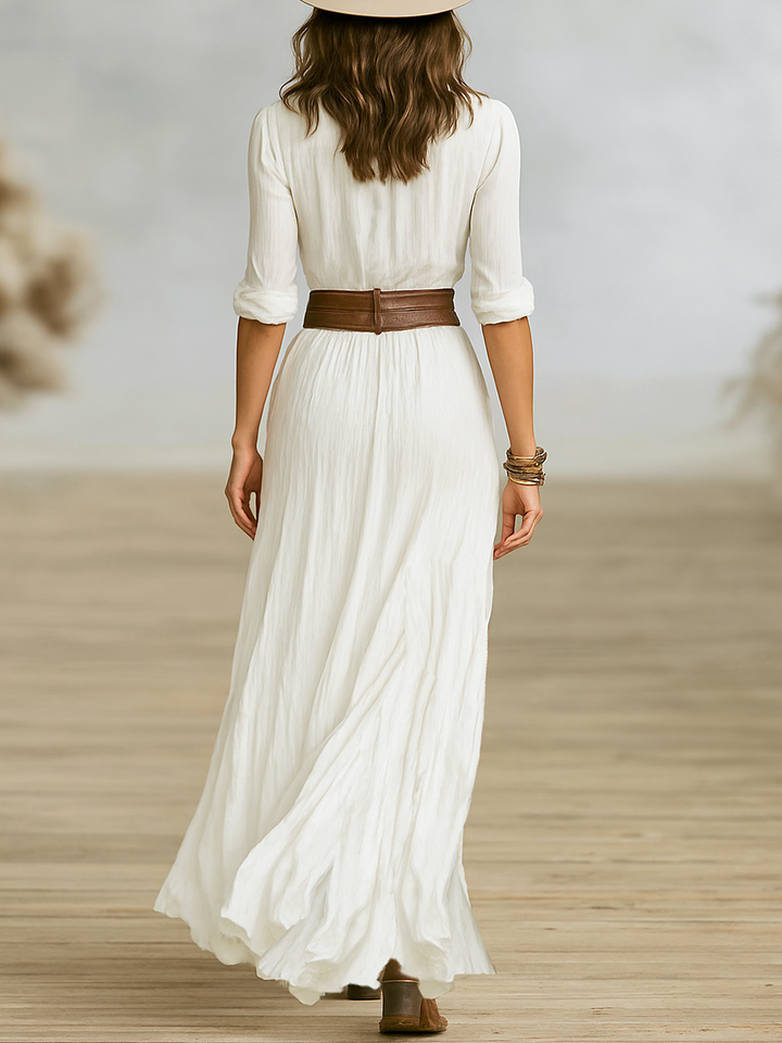 Nova Collection Maxi Dress With Tailored Shawl Collar Single Breasted Closure And Belt