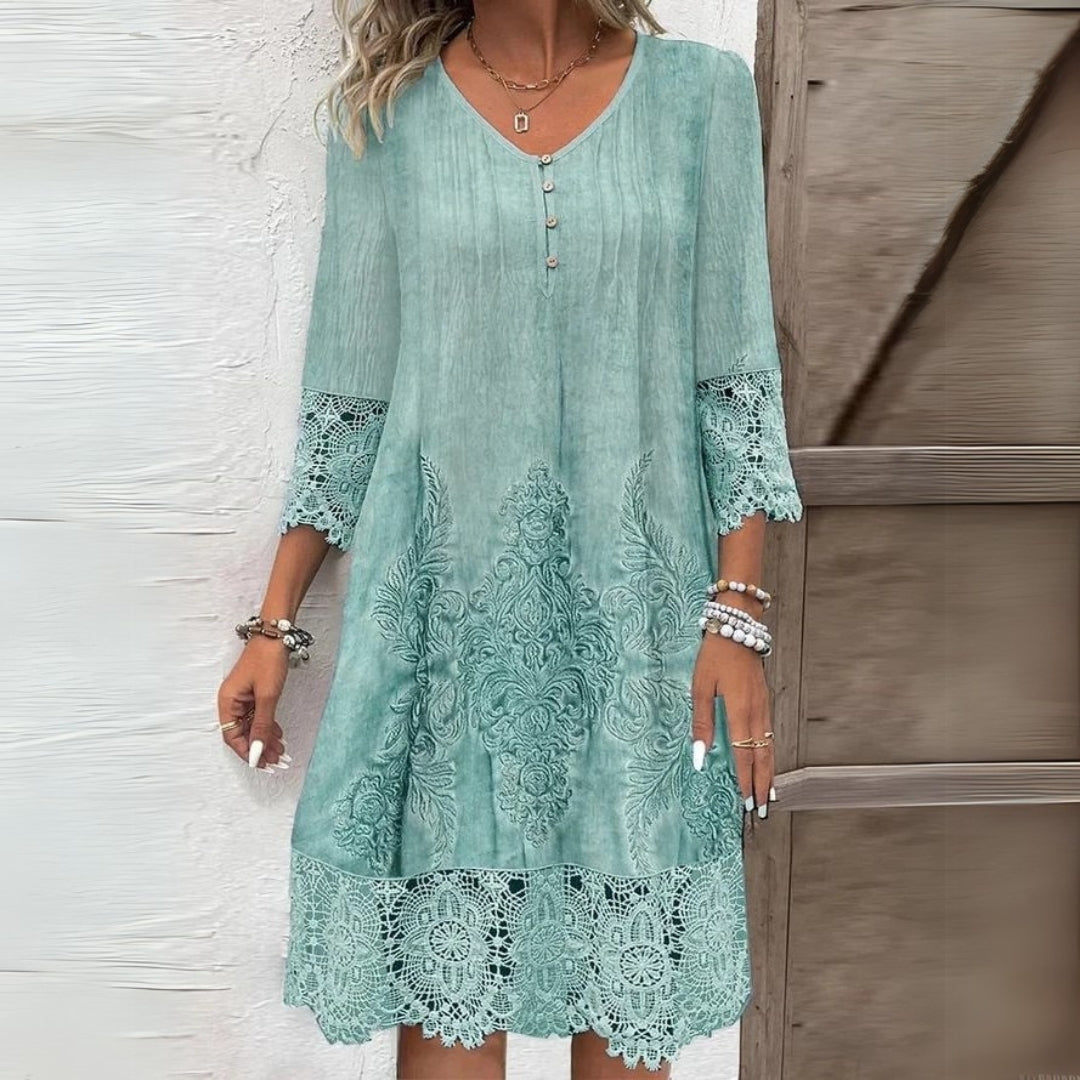 Luna Belle Embroidered Midi Dress For Garden Parties
