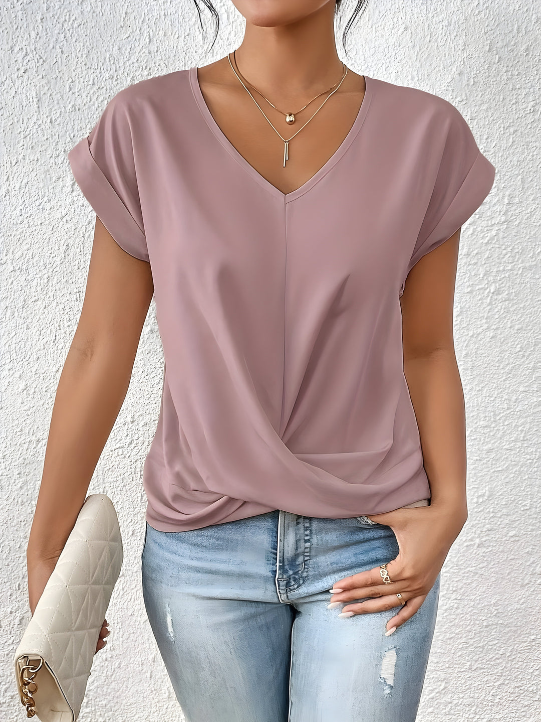 Astra Twist Front V-Neck Top Style Line Collection