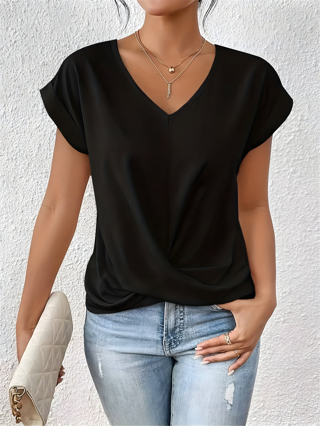 Astra Twist Front V-Neck Top Style Line Collection