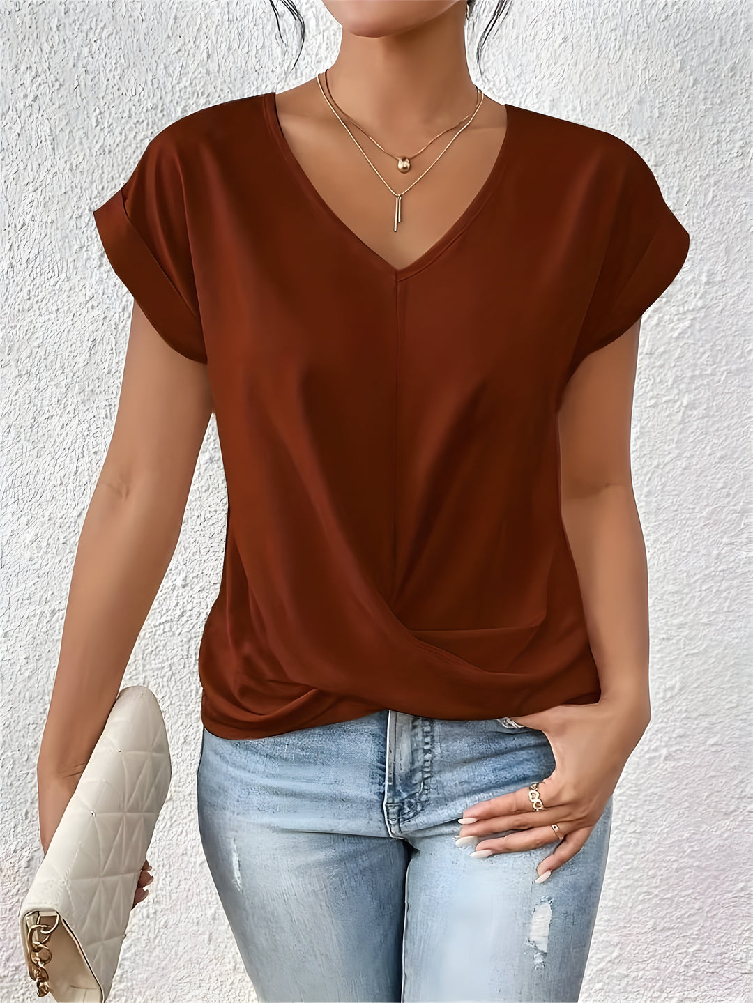 Astra Twist Front V-Neck Top Style Line Collection