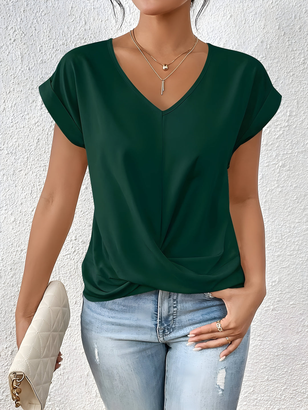 Astra Twist Front V-Neck Top Style Line Collection