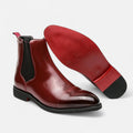 Mason Chelsea Boots Men – Polished PU Leather Red Sole