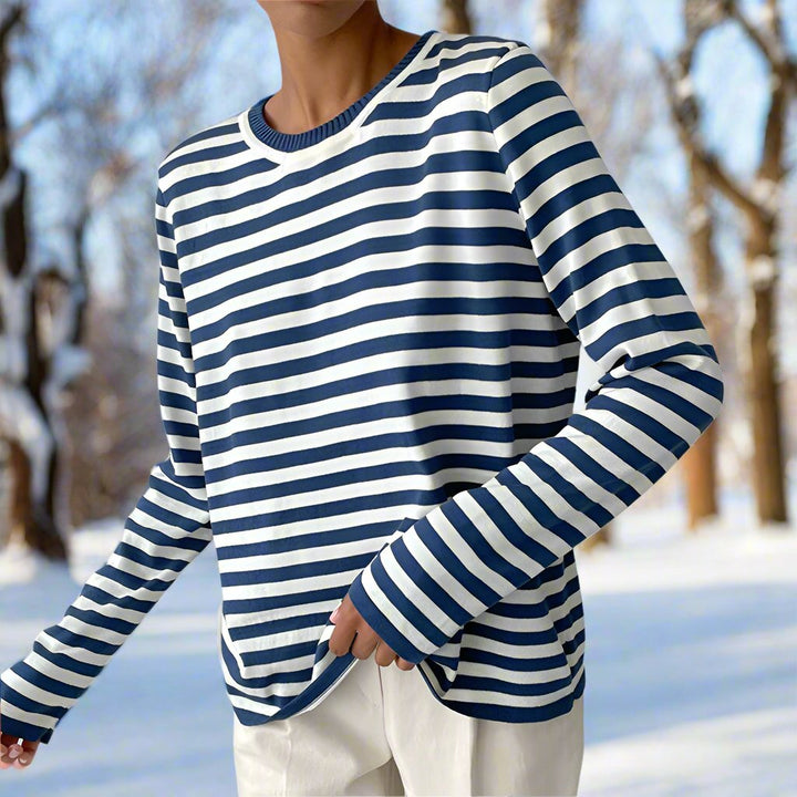 Luma Women Spring Long Sleeve Striped Tee For Everyday Wear