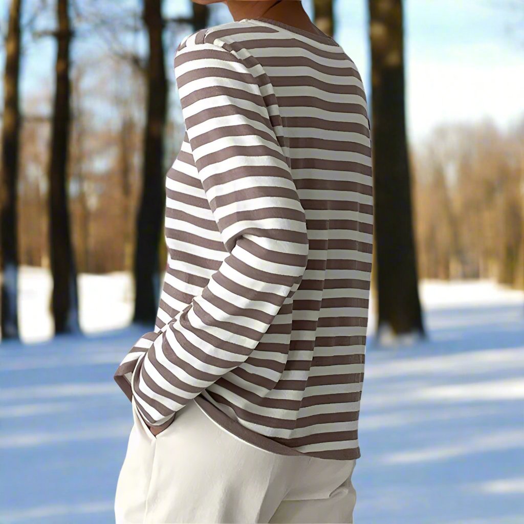 Luma Women Spring Long Sleeve Striped Tee For Everyday Wear
