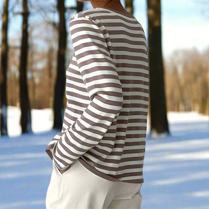 Luma Women Spring Long Sleeve Striped Tee For Everyday Wear