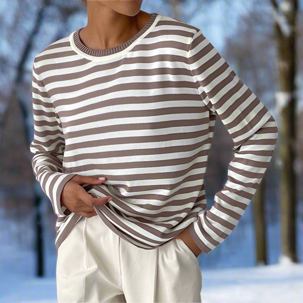 Luma Women Spring Long Sleeve Striped Tee For Everyday Wear