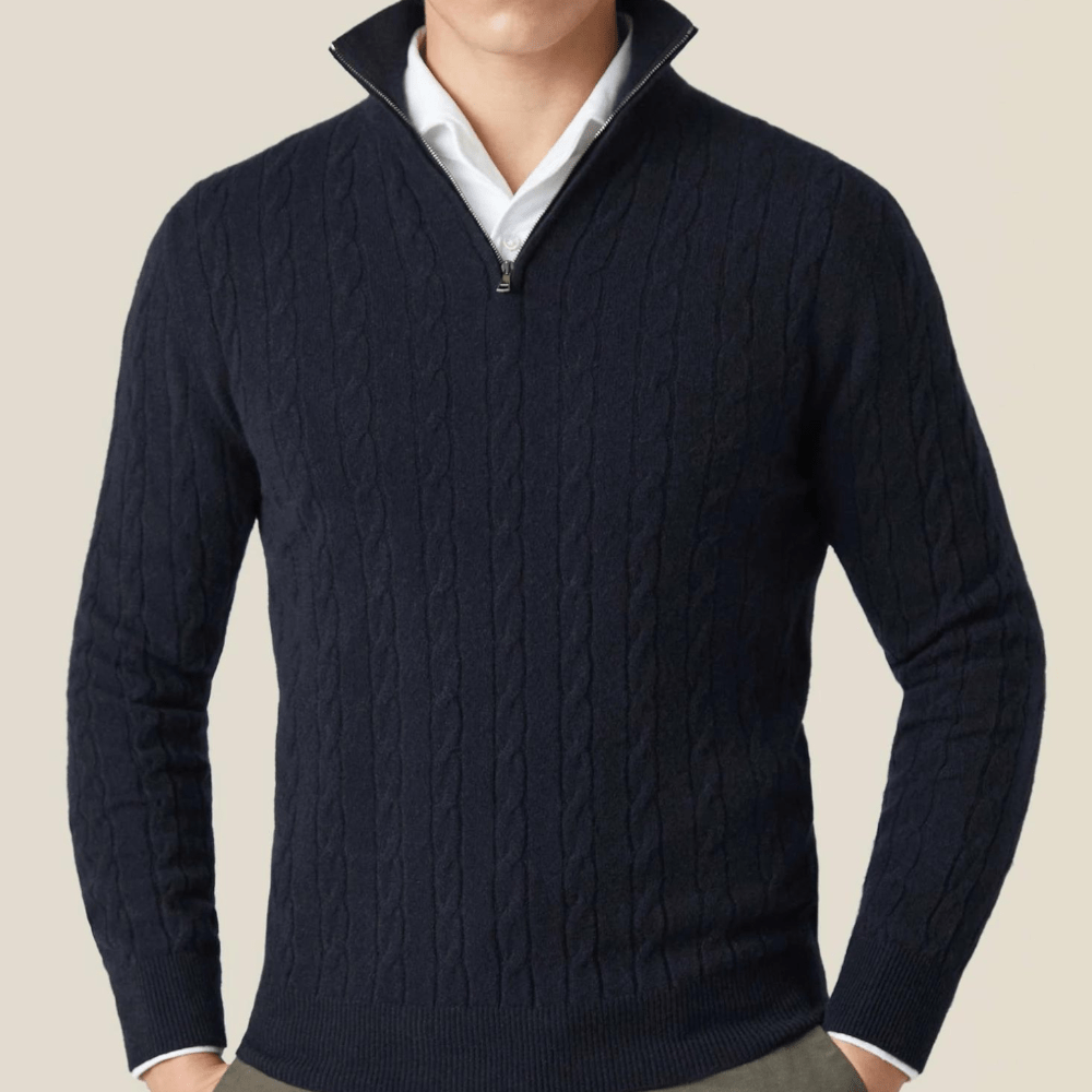 Marc – Long Sleeve Knit Pullover with Zip 0