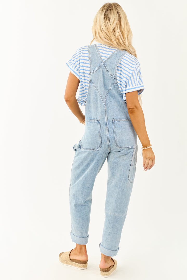 Nova Lightwash Denim Utility Overalls For Women Straight Leg