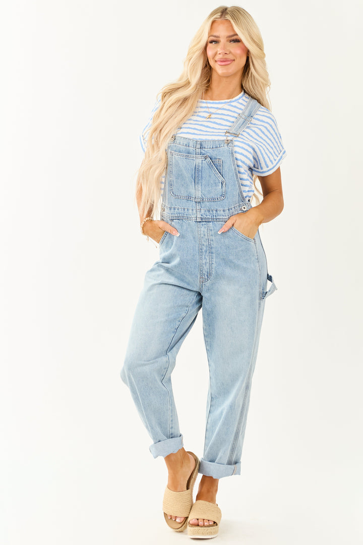 Nova Lightwash Denim Utility Overalls For Women Straight Leg