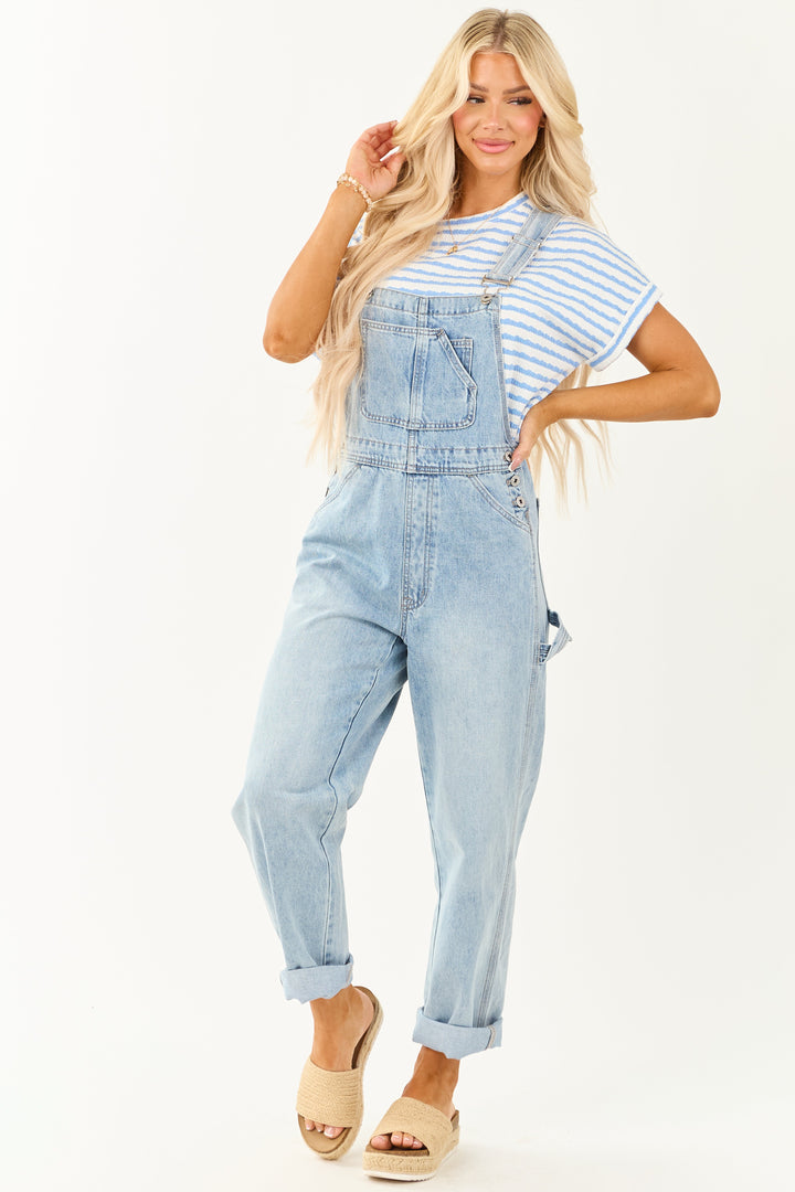 Nova Lightwash Denim Utility Overalls For Women Straight Leg