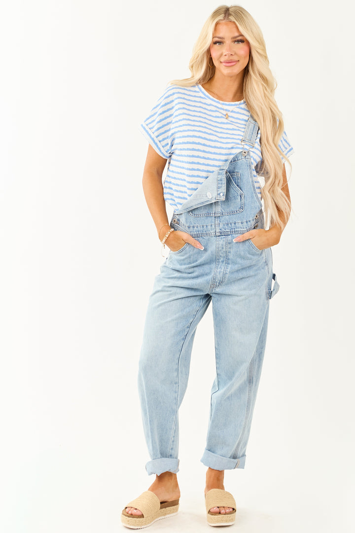 Nova Lightwash Denim Utility Overalls For Women Straight Leg
