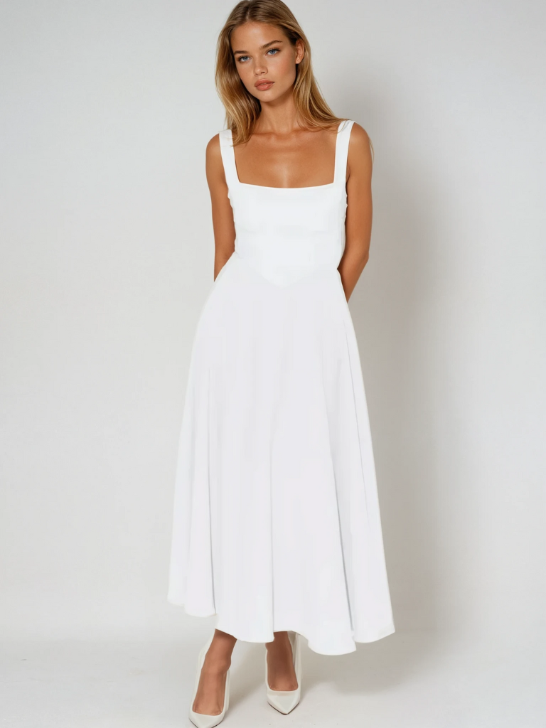 Luna Elegant Midi Dress For Timeless Sophistication