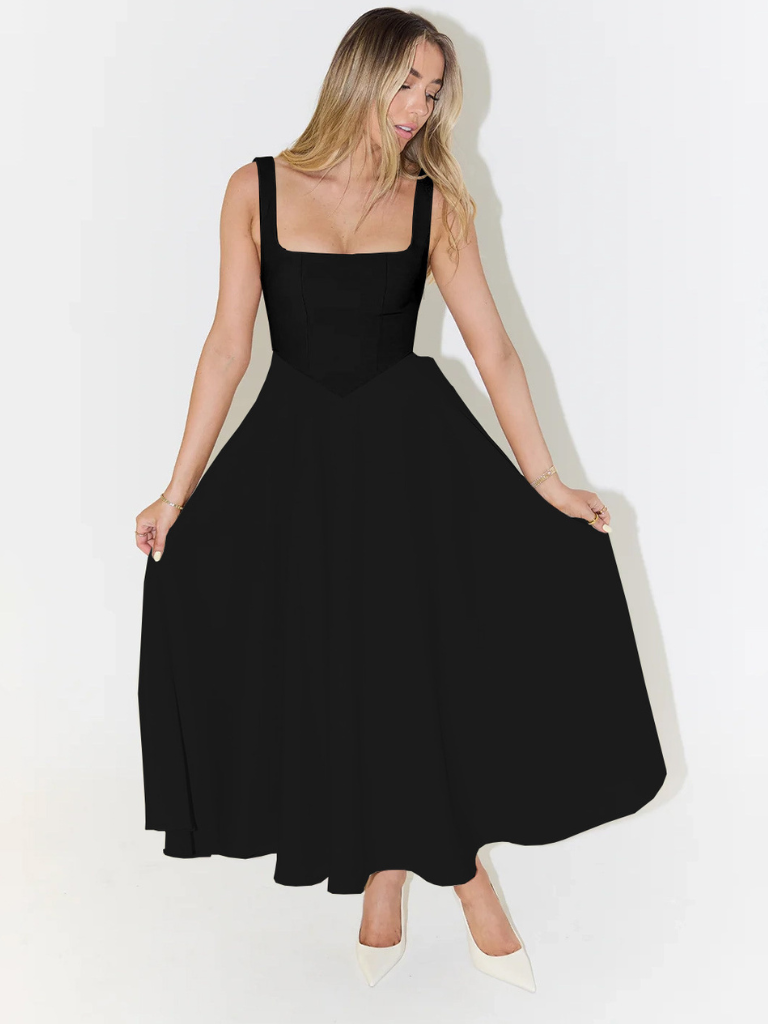 Luna Elegant Midi Dress For Timeless Sophistication