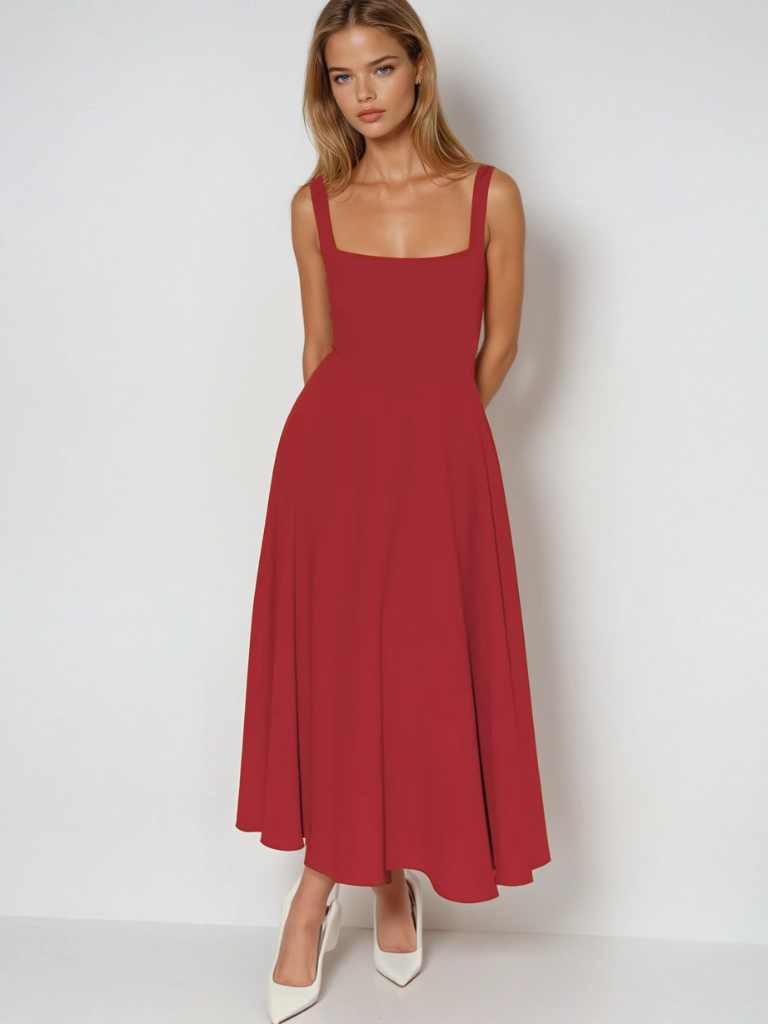 Luna Elegant Midi Dress For Timeless Sophistication