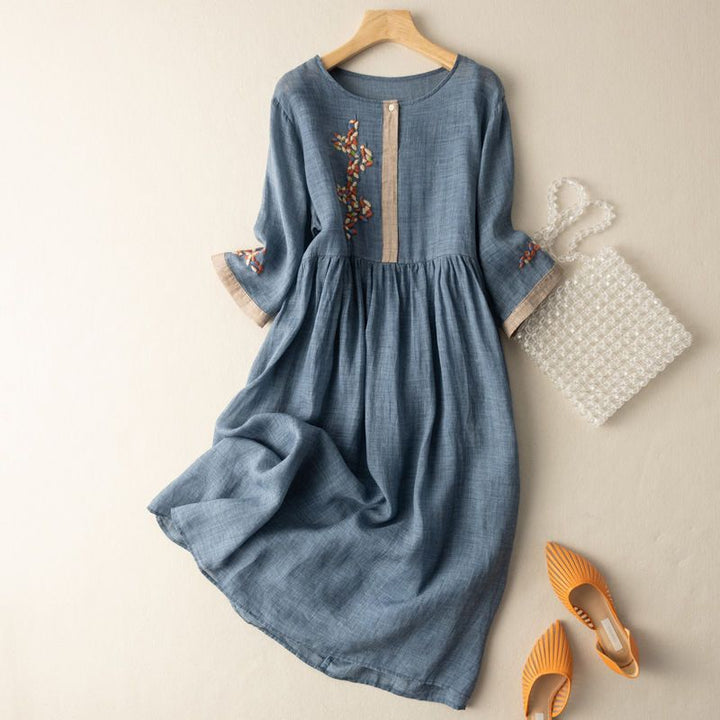 Nova Embroidered Relaxed Midi Dress Signature Line