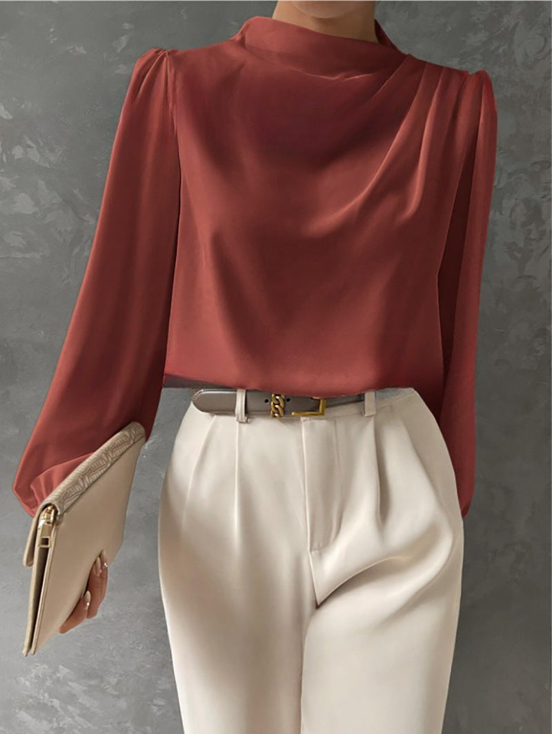 Aster Women Elegant Relaxed Fit Long Sleeve Blouse