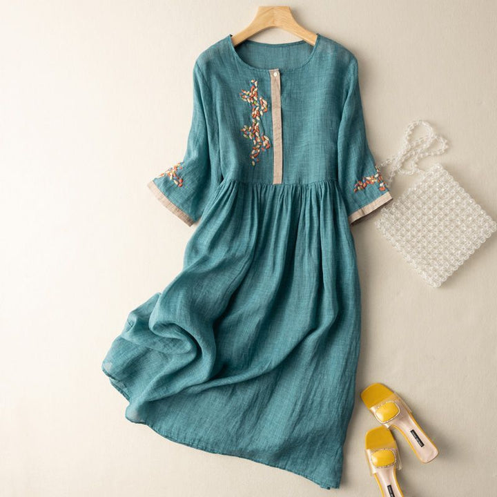 Nova Embroidered Relaxed Midi Dress Signature Line