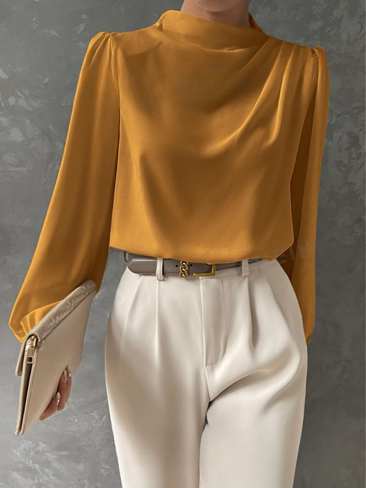 Aster Women Elegant Relaxed Fit Long Sleeve Blouse