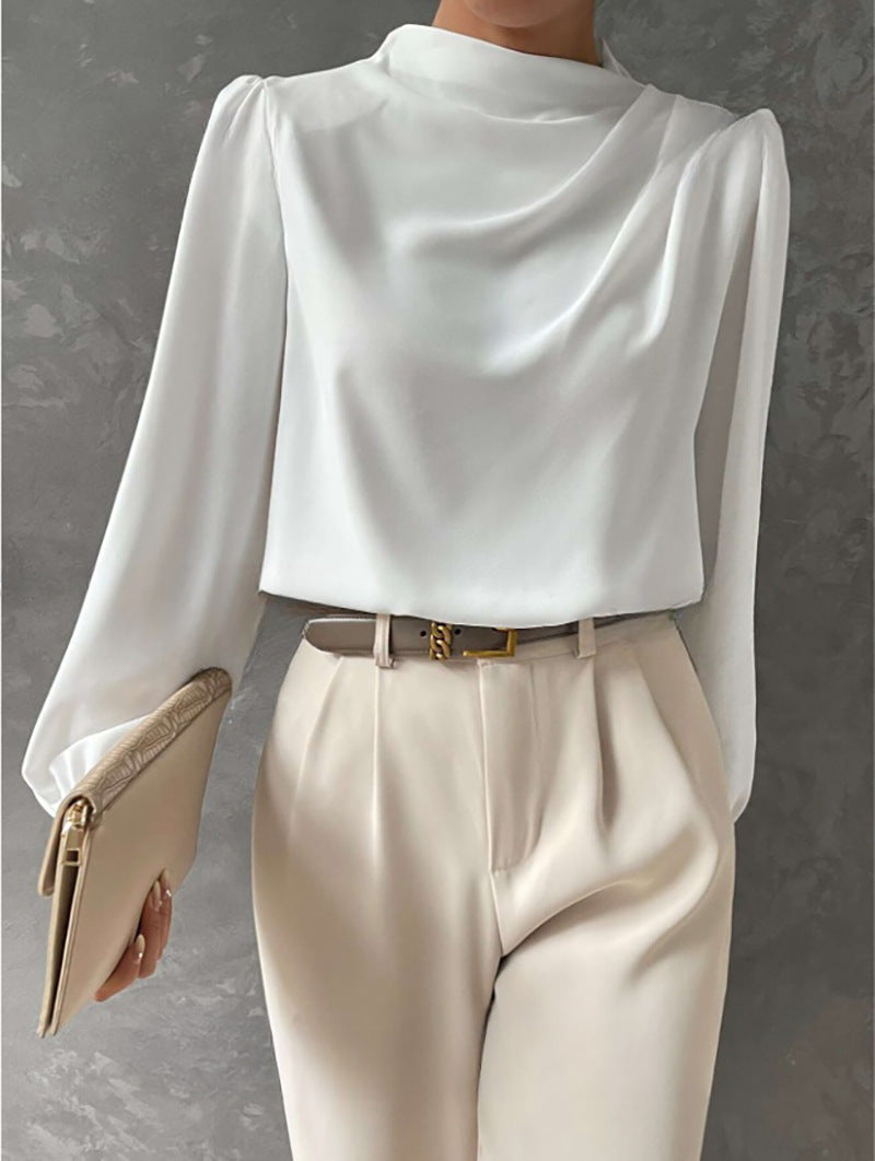 Aster Women Elegant Relaxed Fit Long Sleeve Blouse