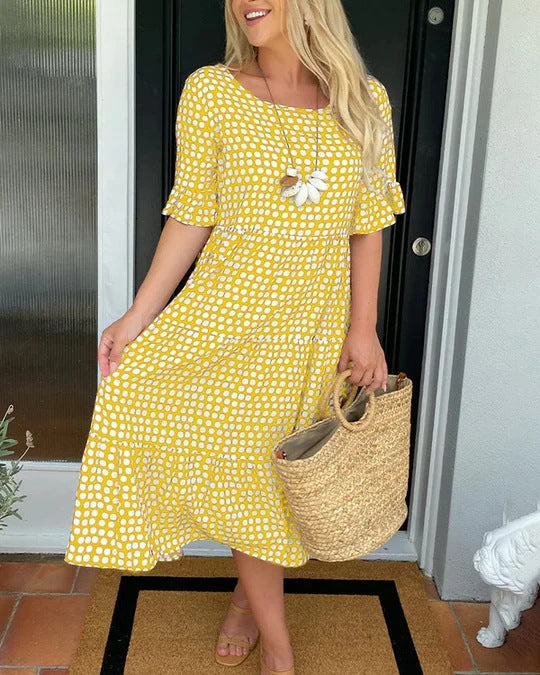 Aurelia Relaxed Midi Dress With Dots For Casual Charm