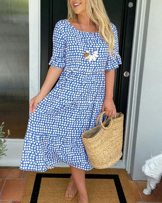 Aurelia Relaxed Midi Dress With Dots For Casual Charm
