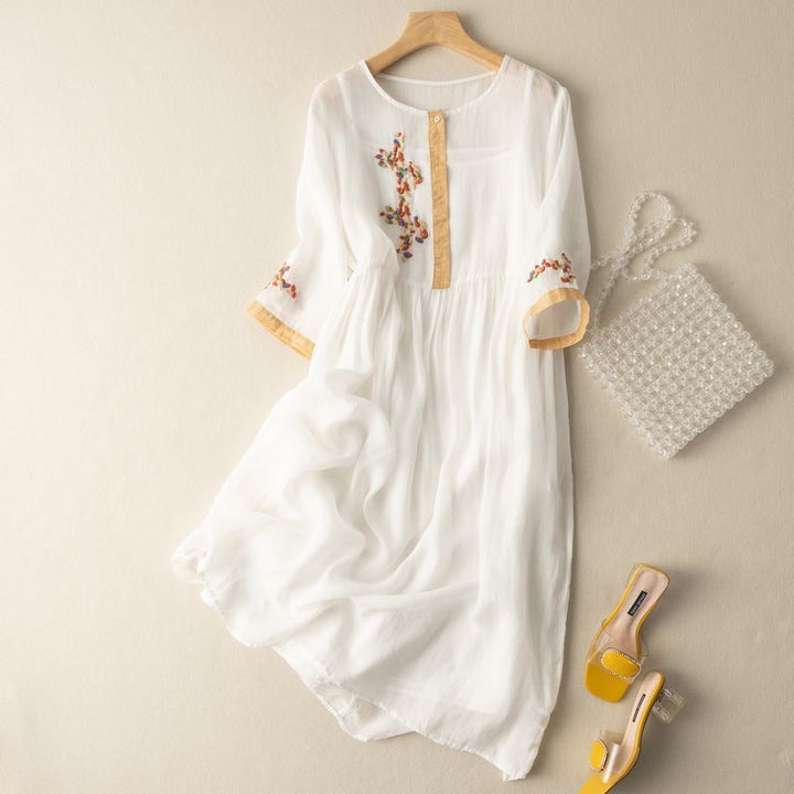 Nova Embroidered Relaxed Midi Dress Signature Line