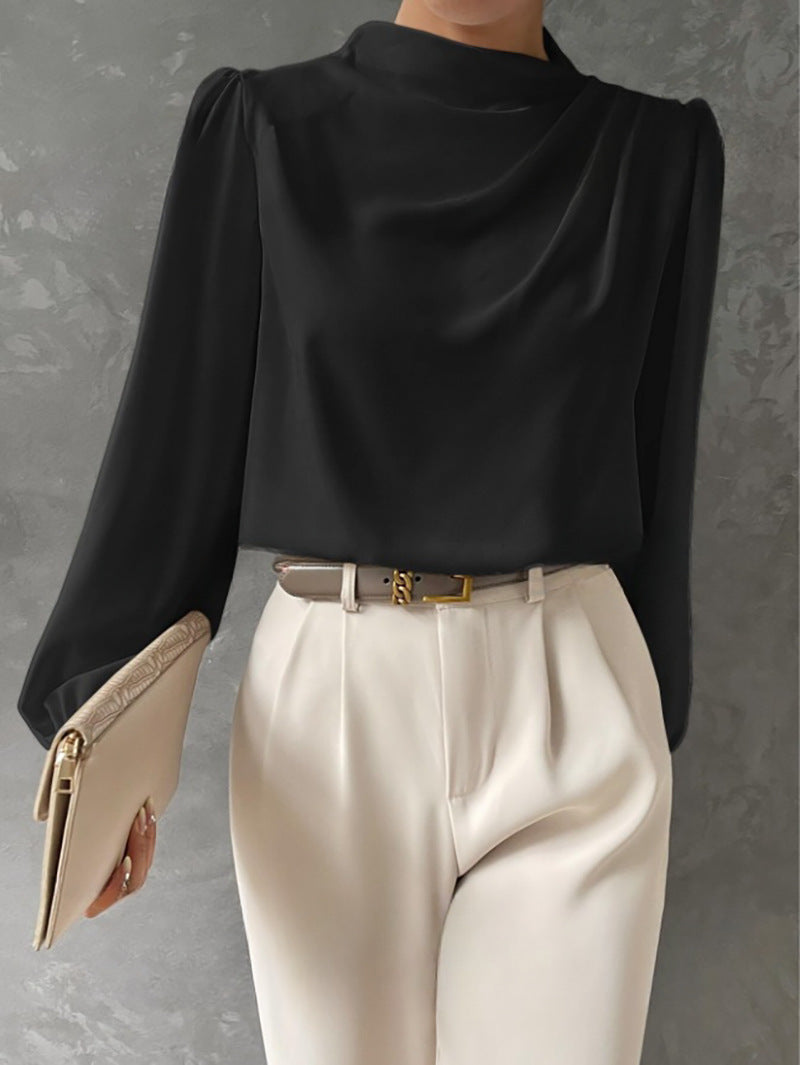 Aster Women Elegant Relaxed Fit Long Sleeve Blouse