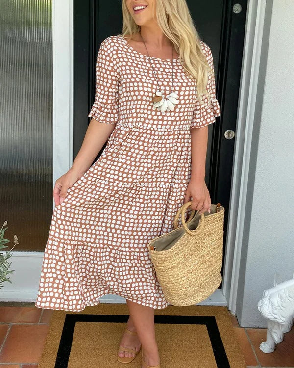 Aurelia Relaxed Midi Dress With Dots For Casual Charm
