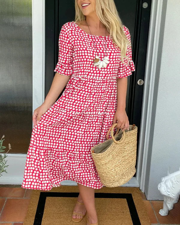 Aurelia Relaxed Midi Dress With Dots For Casual Charm