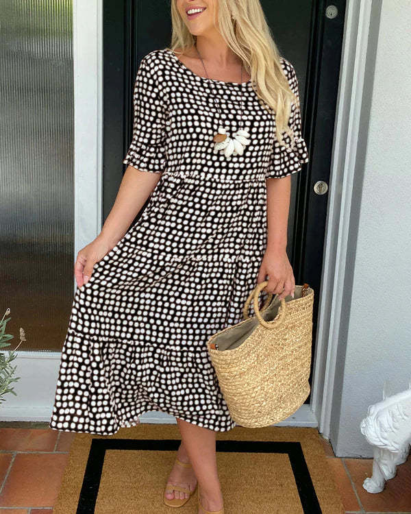 Aurelia Relaxed Midi Dress With Dots For Casual Charm