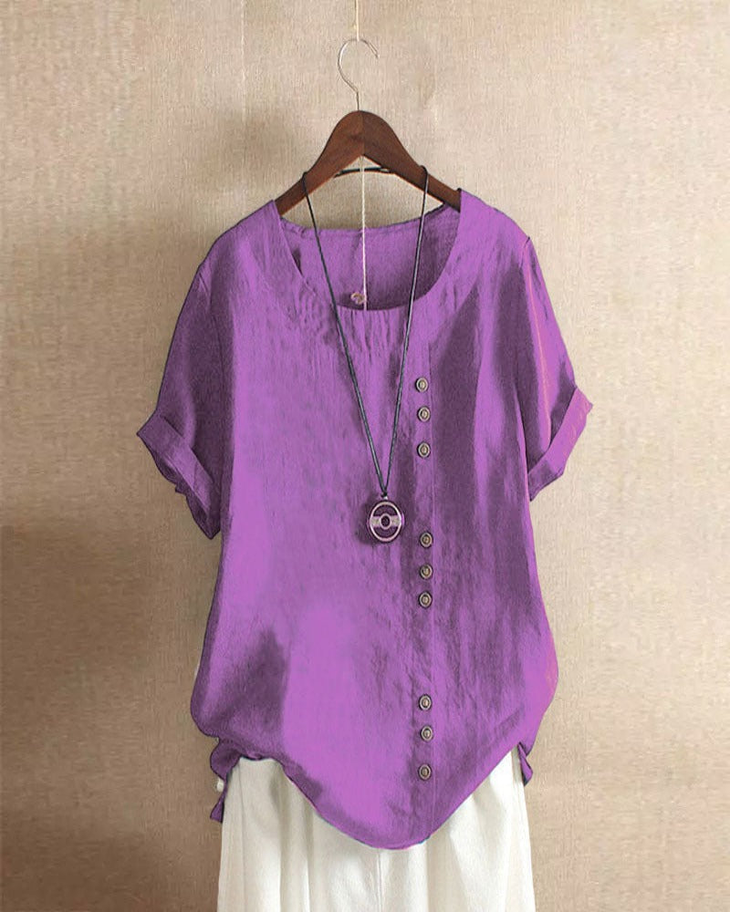 Luma Women's Summer Button Detailing Casual Blouse