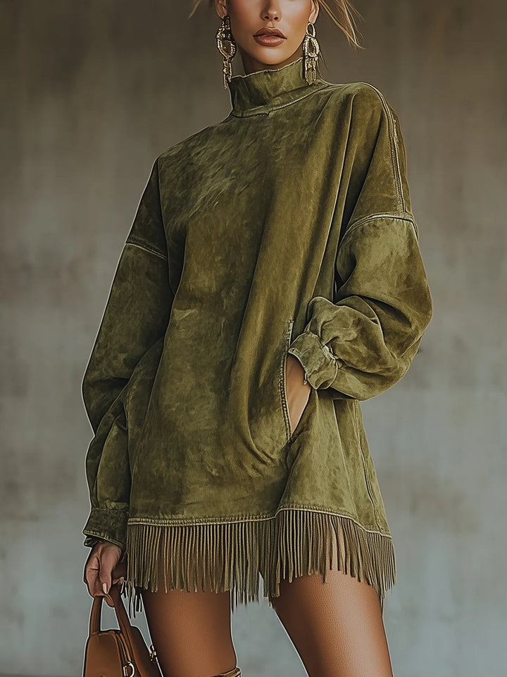 Lumina Cozy Fringe Dress With Classic Fringe Details For Everyday Style And Comfort
