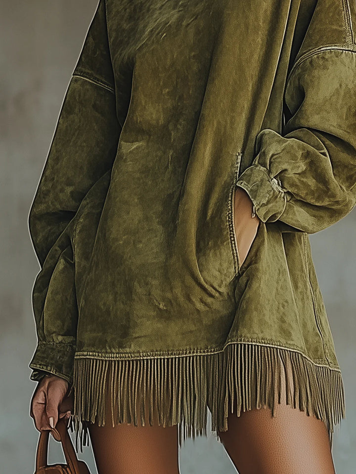 Lumina Cozy Fringe Dress With Classic Fringe Details For Everyday Style And Comfort