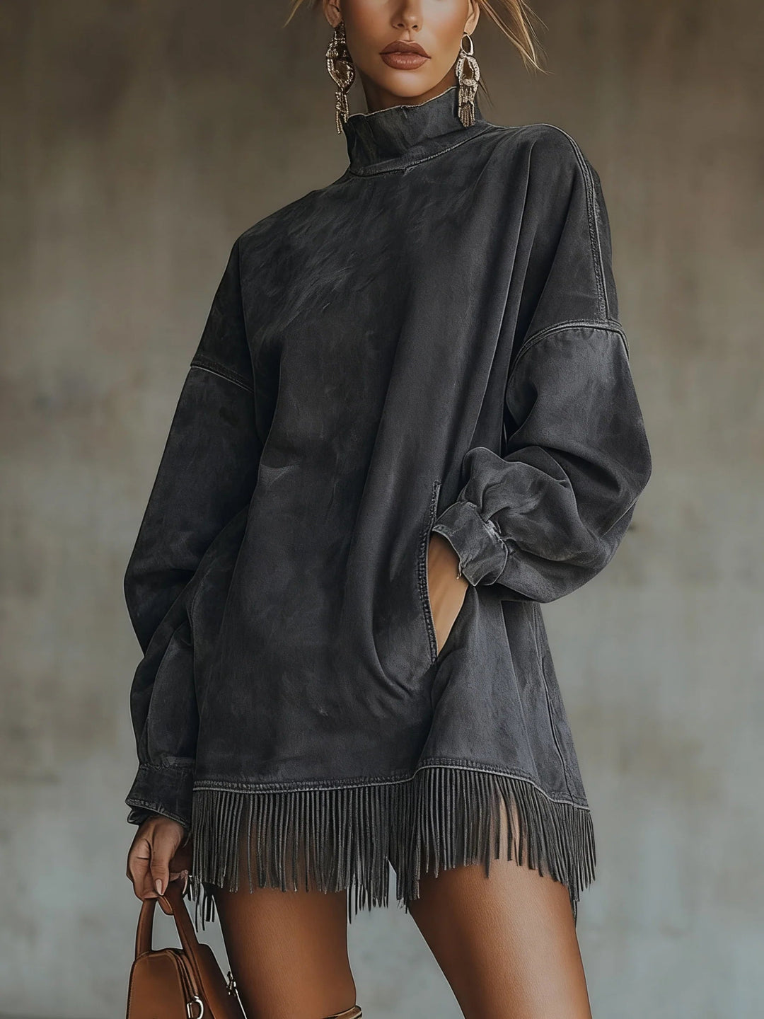 Lumina Cozy Fringe Dress With Classic Fringe Details For Everyday Style And Comfort