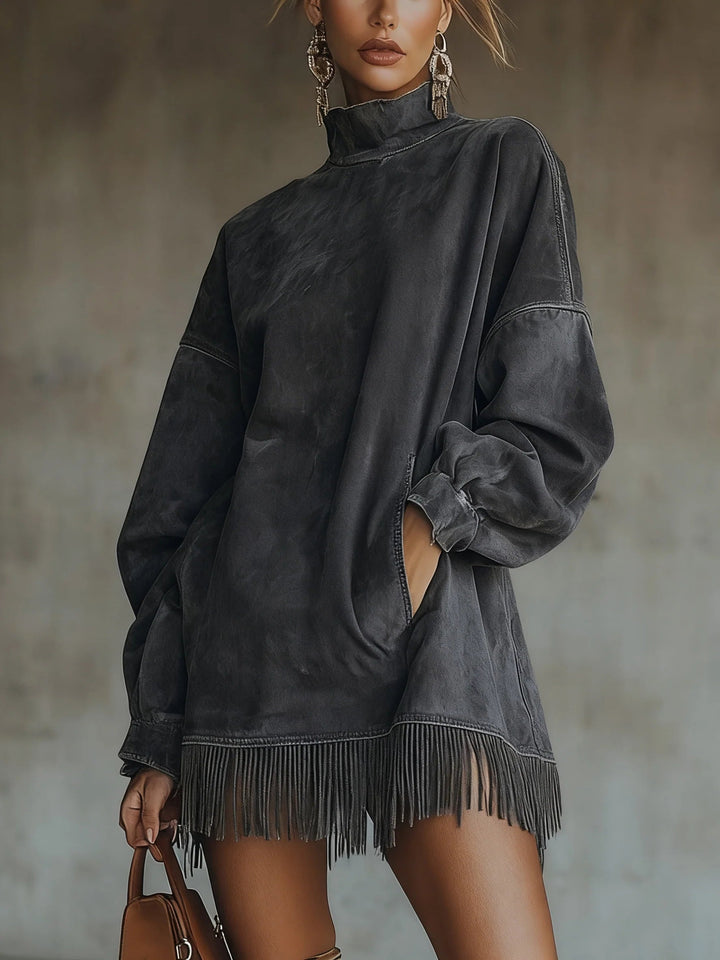 Lumina Cozy Fringe Dress With Classic Fringe Details For Everyday Style And Comfort