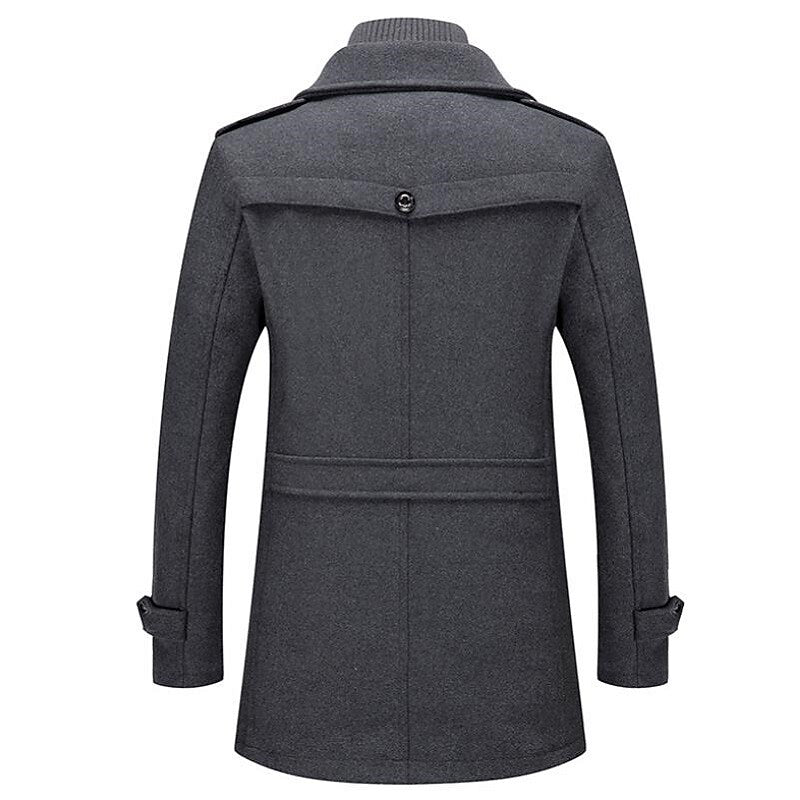 Raven Mens Peacoat - Double-Breasted Mid-Length